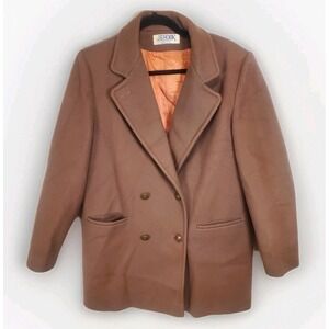 Vintage‎ JG Hook Petite Women's M Brown & Pink Heavy Wool Pea Coat made in USA